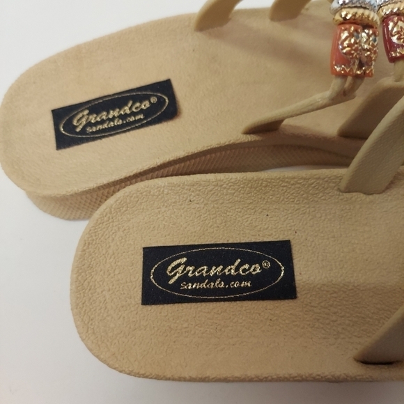 Grandco Sandals Slide Bling Color Beads Boho Dressy Flip Flops Beach Pool Sz 6 - Picture 8 of 10
